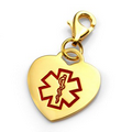 3/4" Medical Alert Heart Gold Stainless Charm